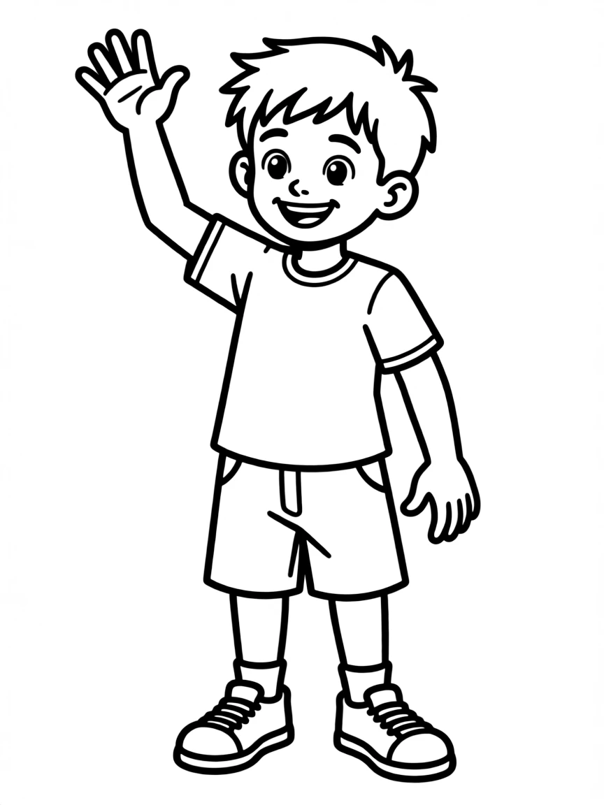 A boy with short hair that is slightly spiky.