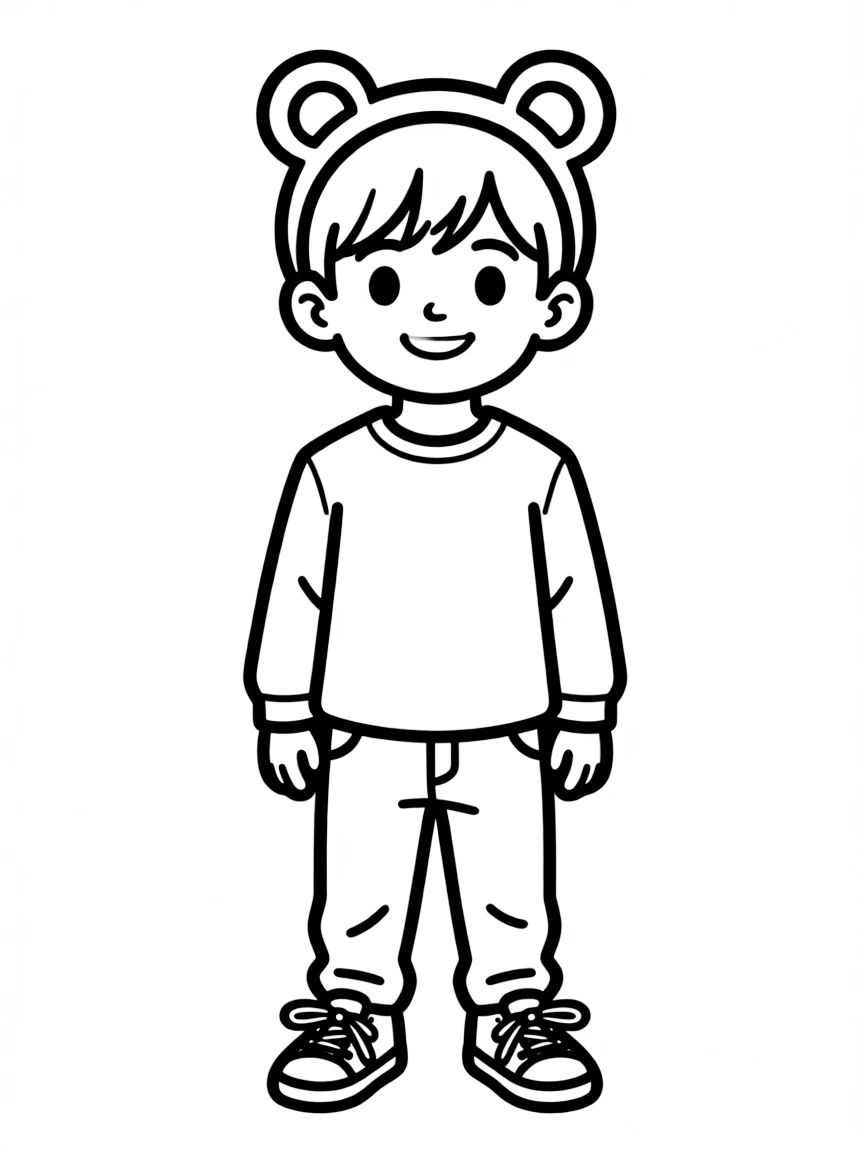 A child with hair in a simple bear ear headband.