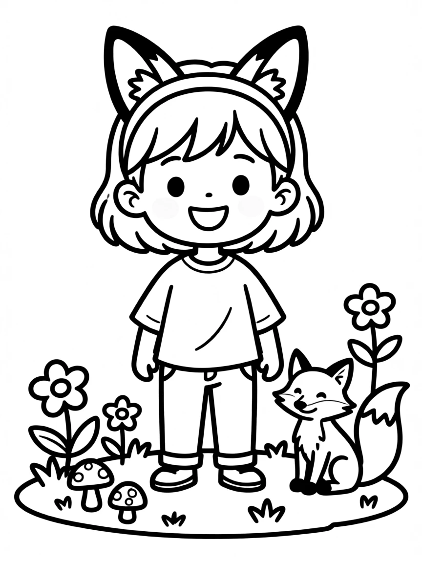 A child with hair in a simple fox ear headband.