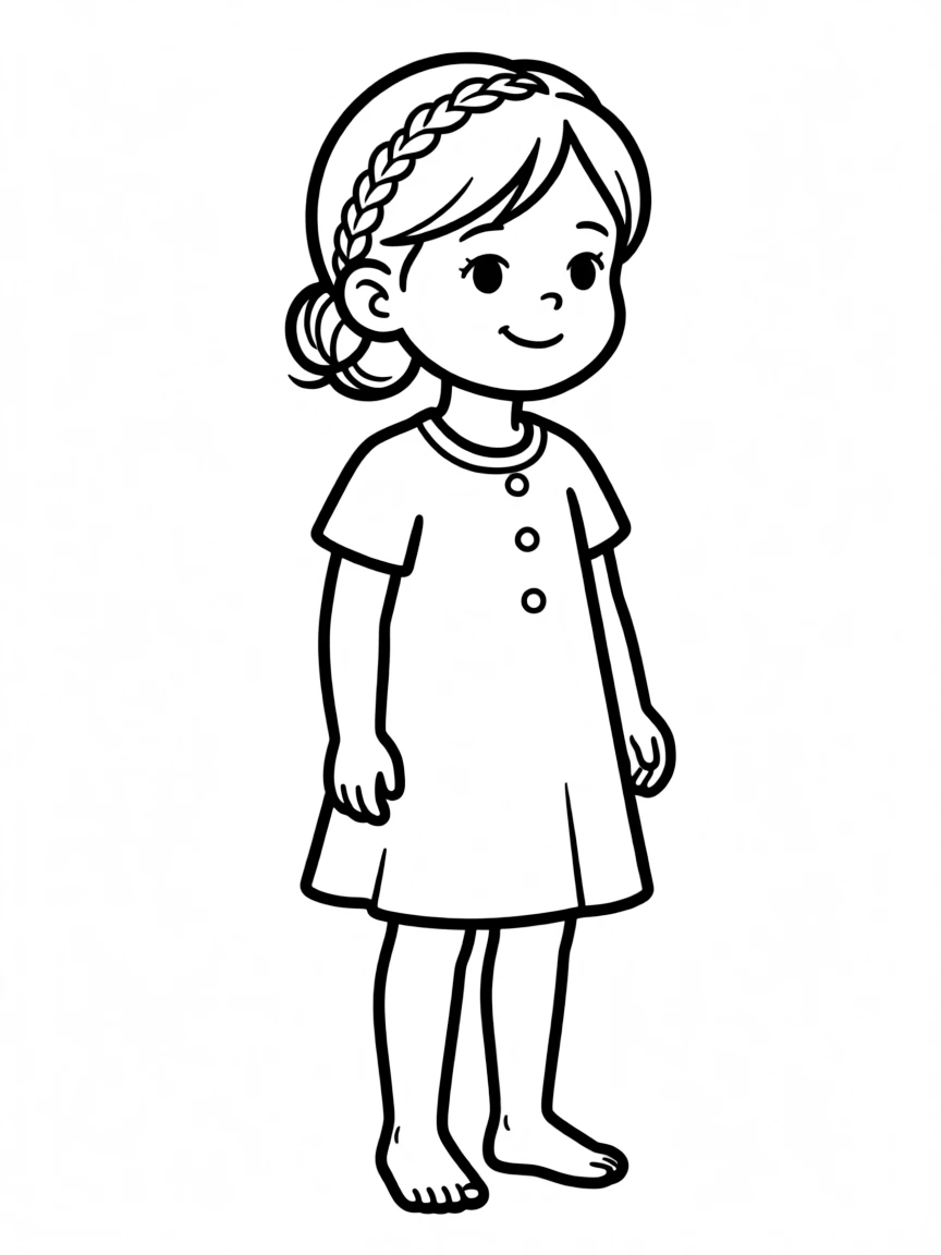 A girl with hair in a simple braided low bun.