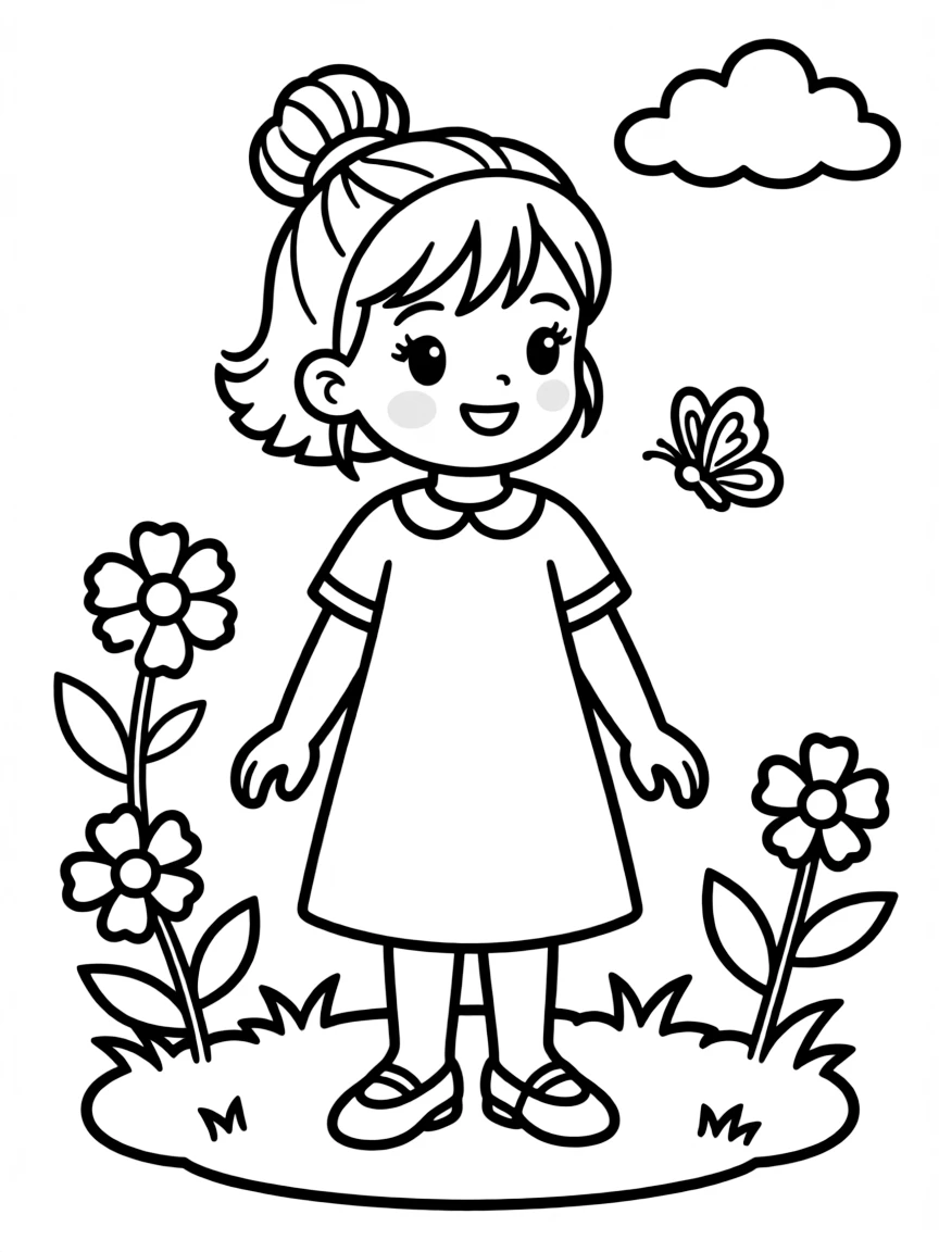 A girl with hair in a simple braided high bun.
