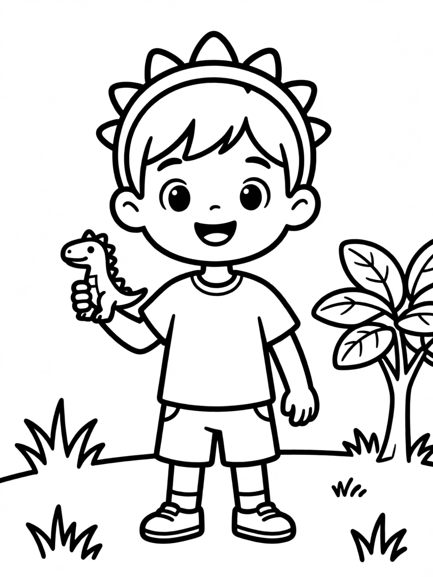 A child with hair in a simple dinosaur spikes headband.