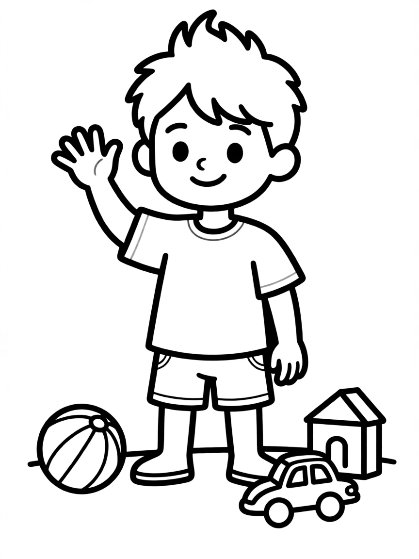 A boy with a simple short mohawk, soft and round.