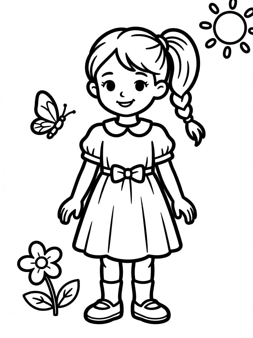 A girl with hair in a simple braided ponytail.