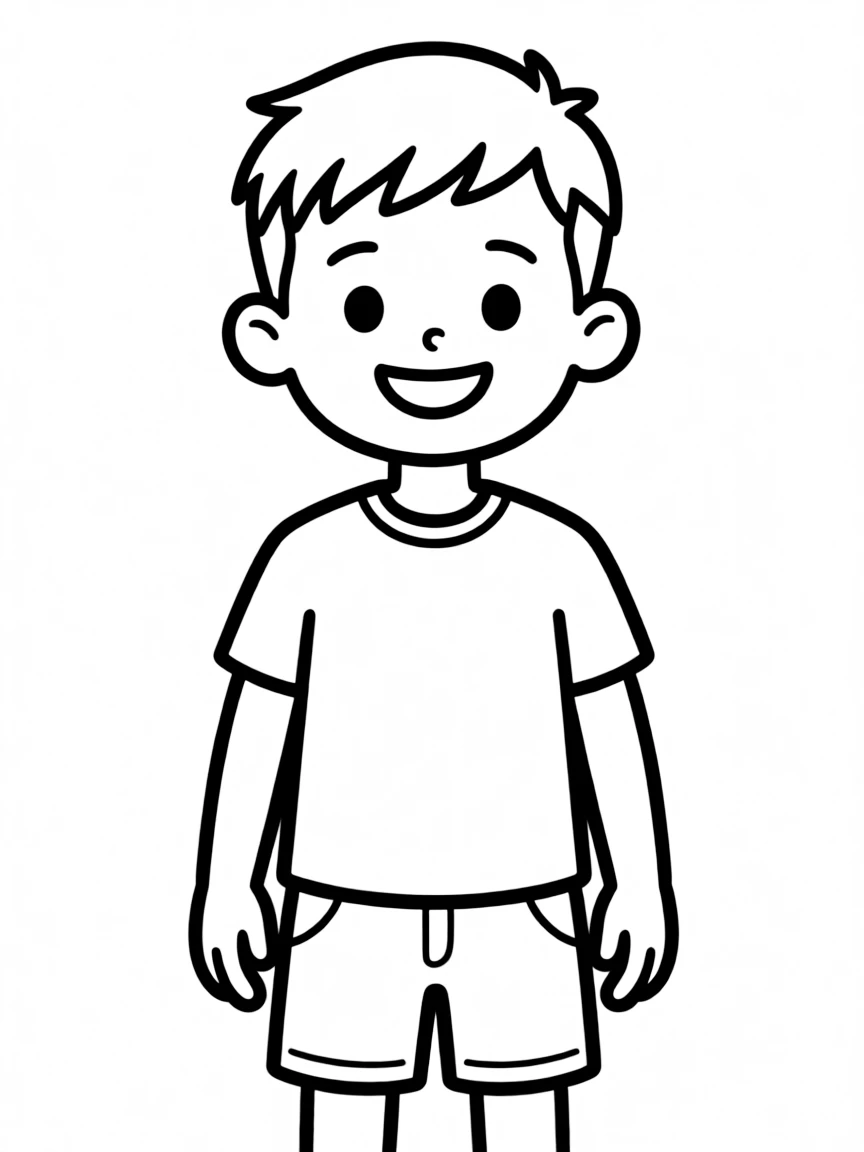 A boy with a short crew cut, neat and clean.