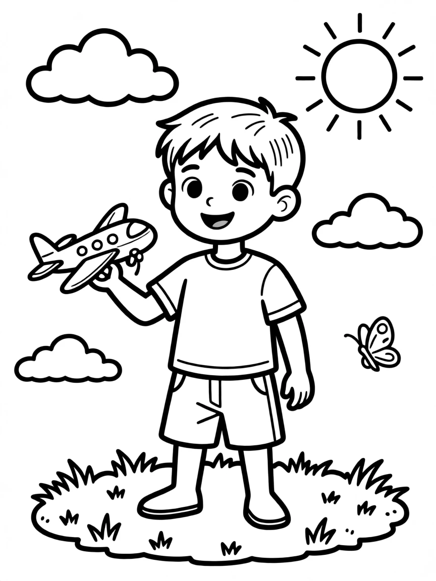A boy with a simple comb-over, short.