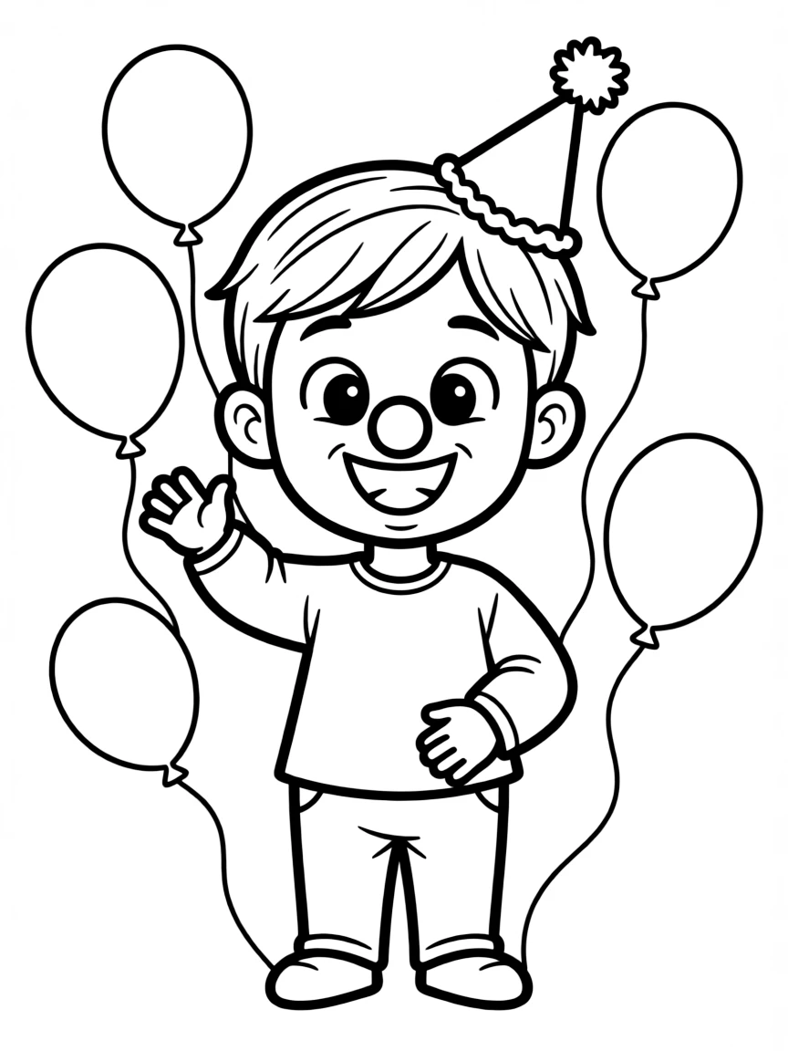 A child with hair in a simple clown nose.