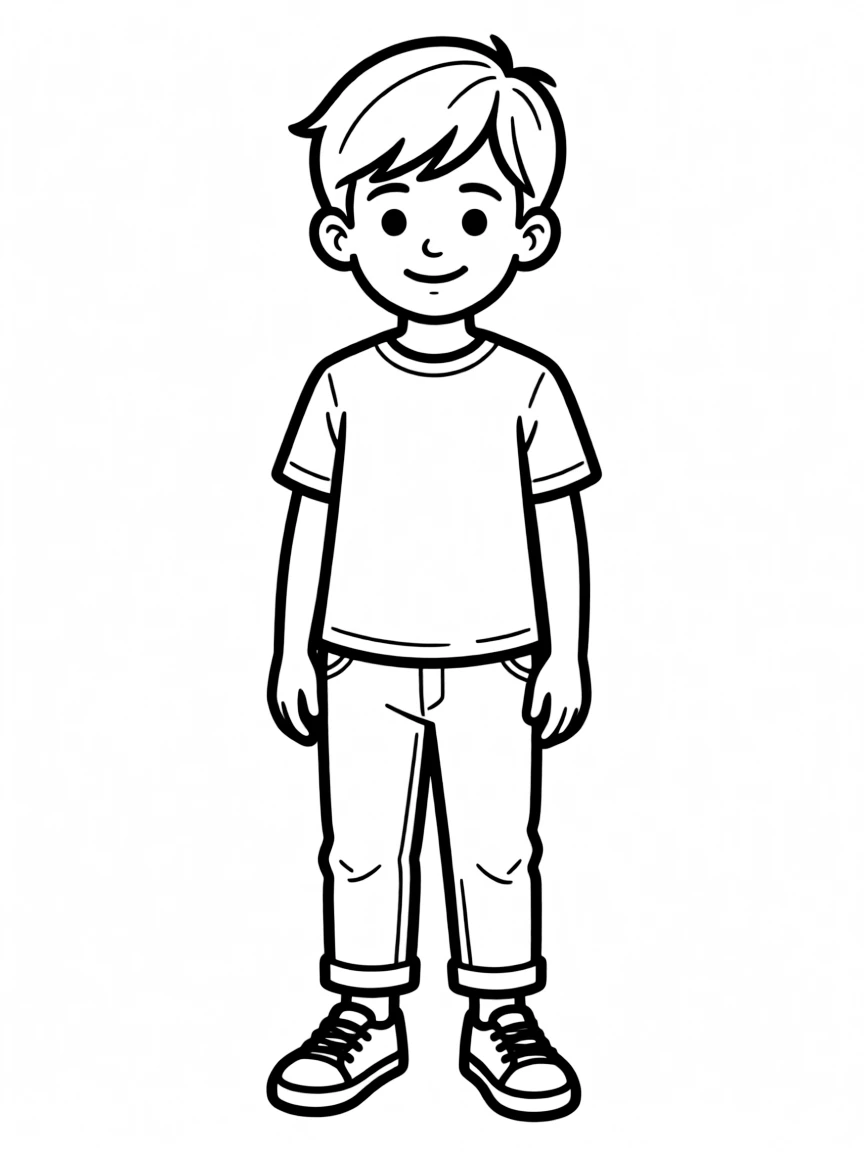 A boy with a simple side swept fringe.