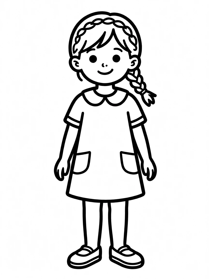 A girl with hair in a simple braided front pigtail.