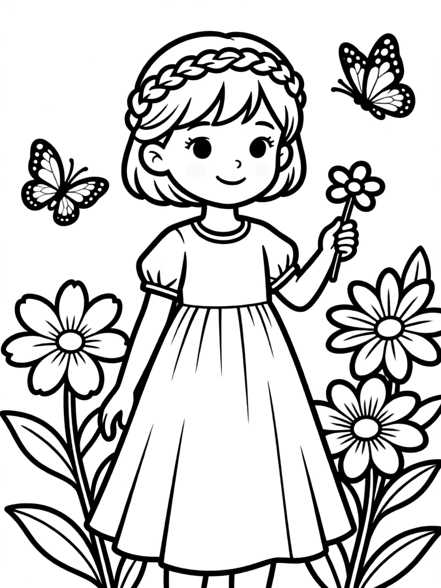 A girl with hair in a simple braided crown.
