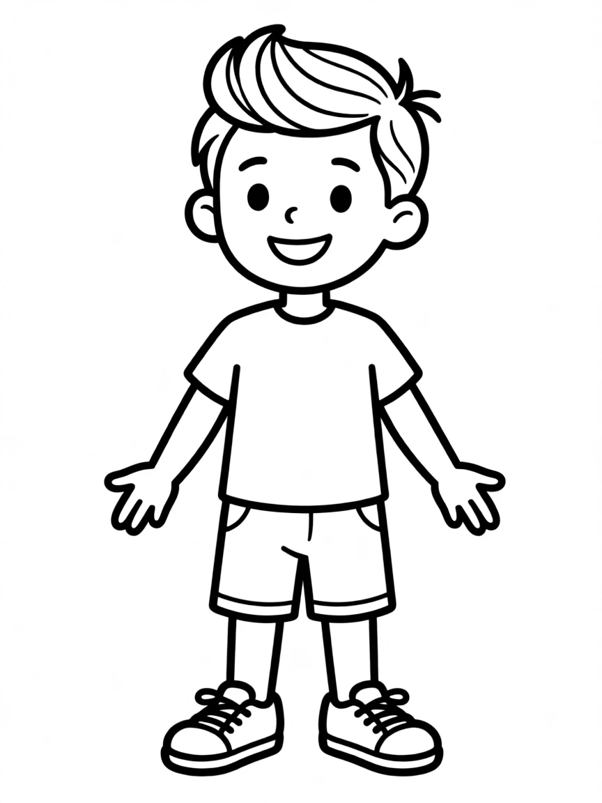 A boy with a simple pompadour, short and classic.