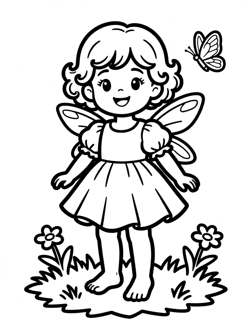 A child with hair in a simple pink fairy wig.