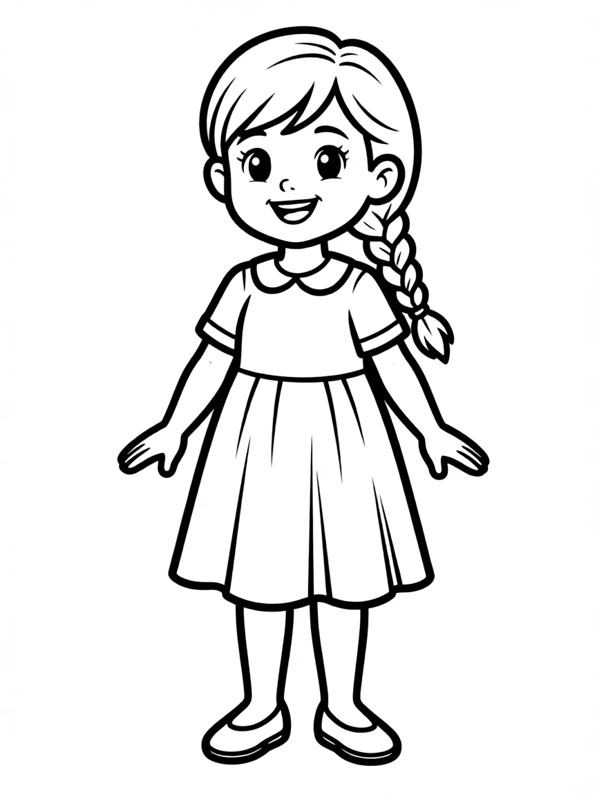 A girl with hair in a simple braided ladder.
