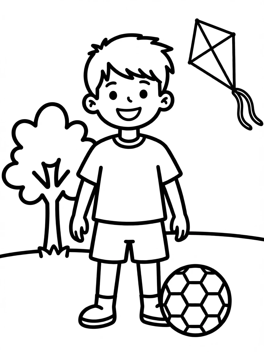 A boy with a simple buzz cut, very short.