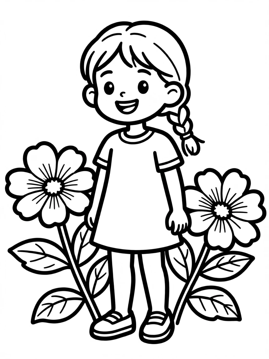A girl with hair in a simple braided pull-through.