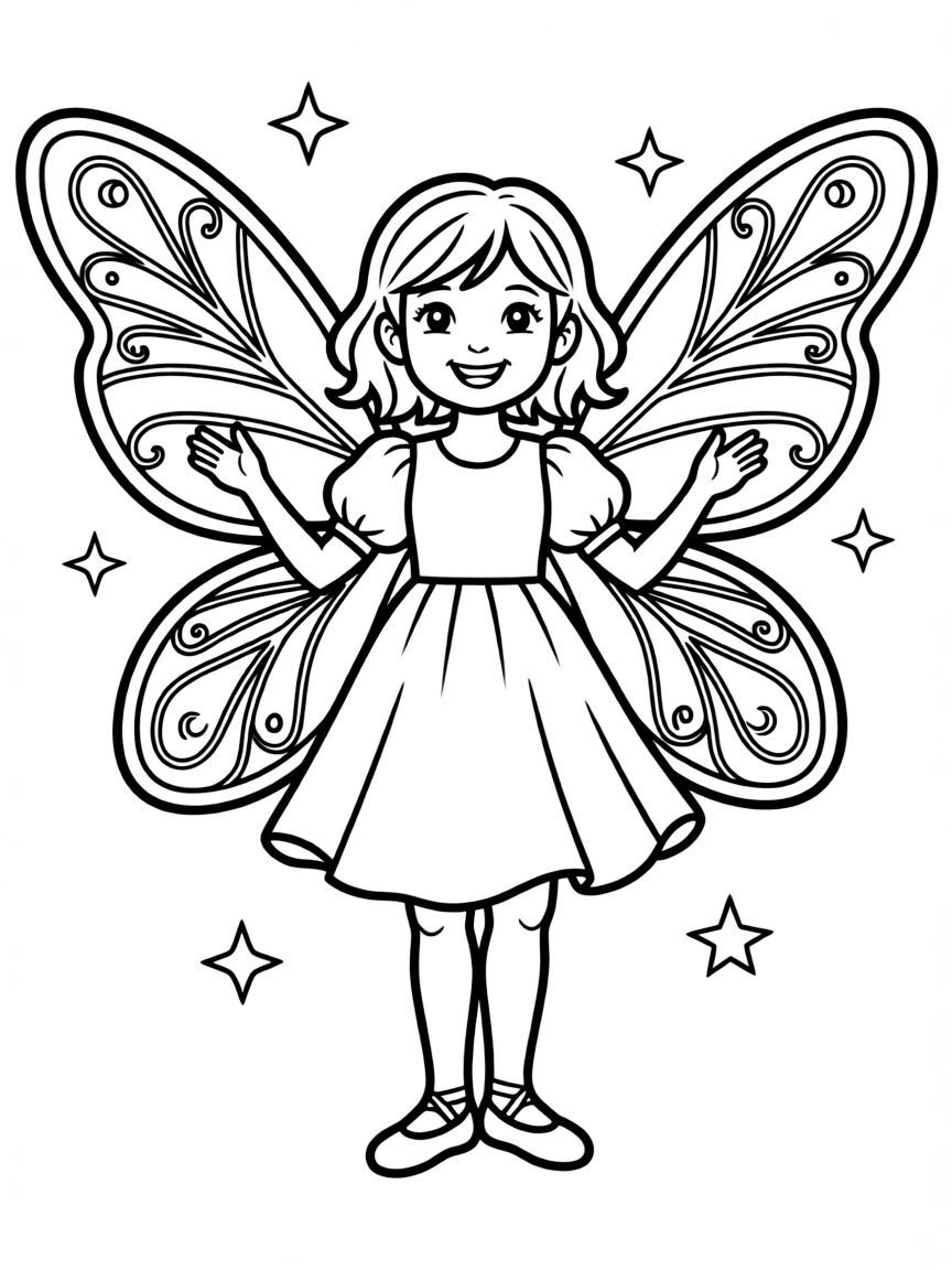 A child with hair in a simple yellow fairy wig.