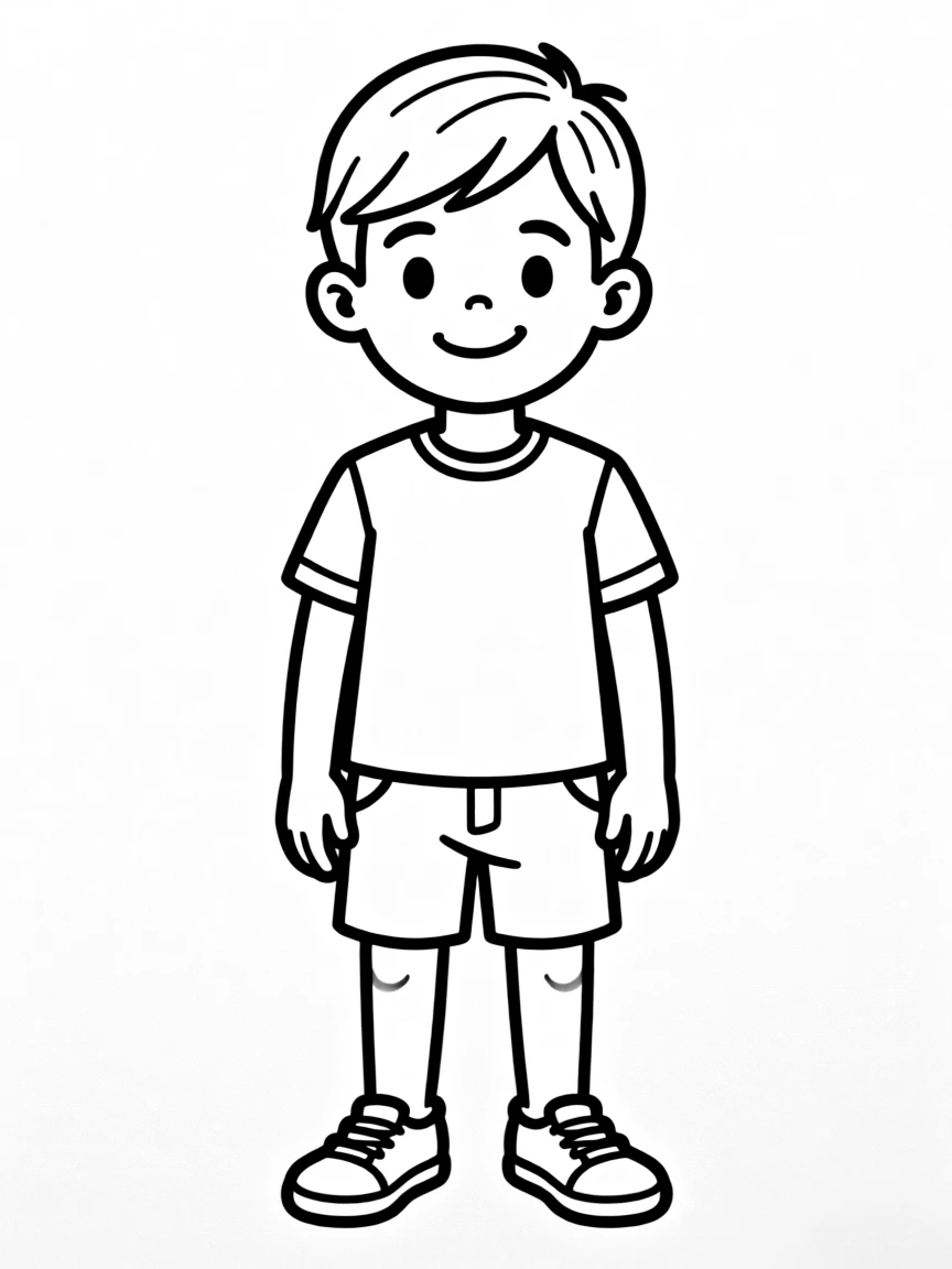 A boy with a simple side part, neatly combed.