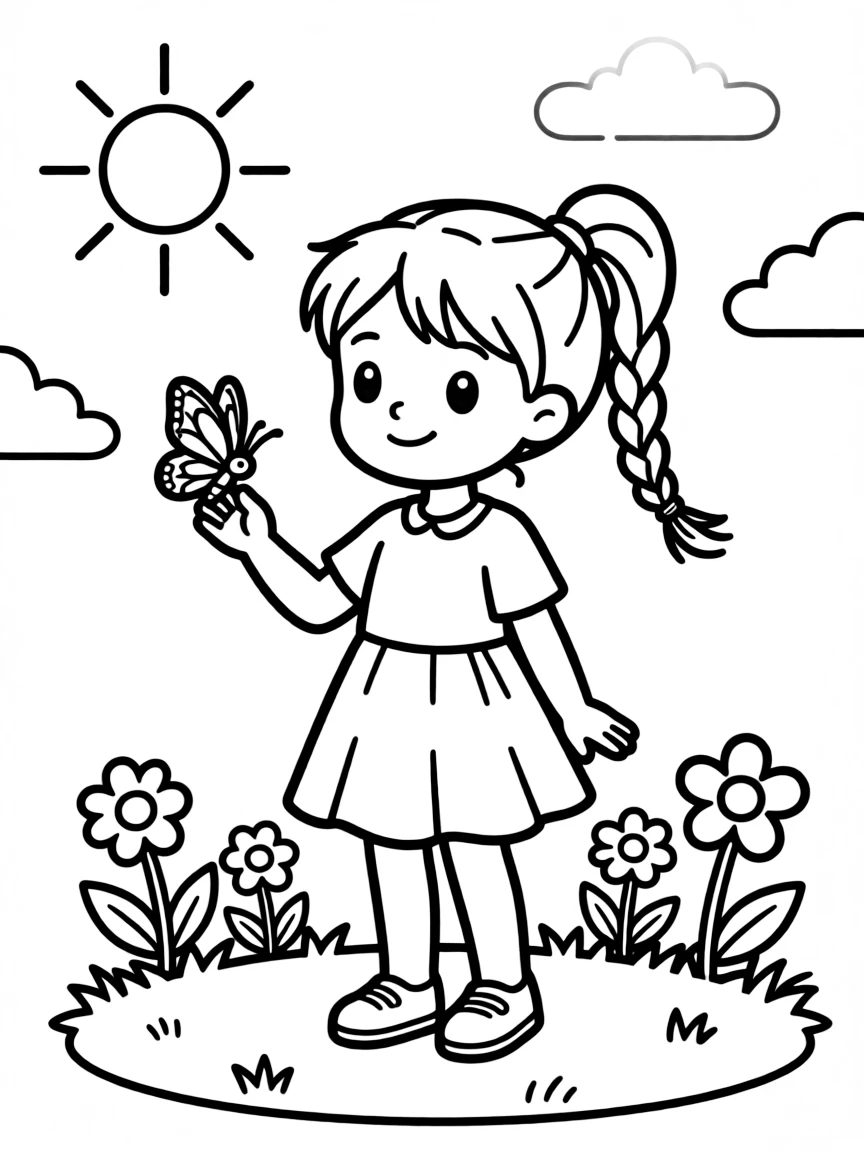 A girl with hair in a simple braided high ponytail.