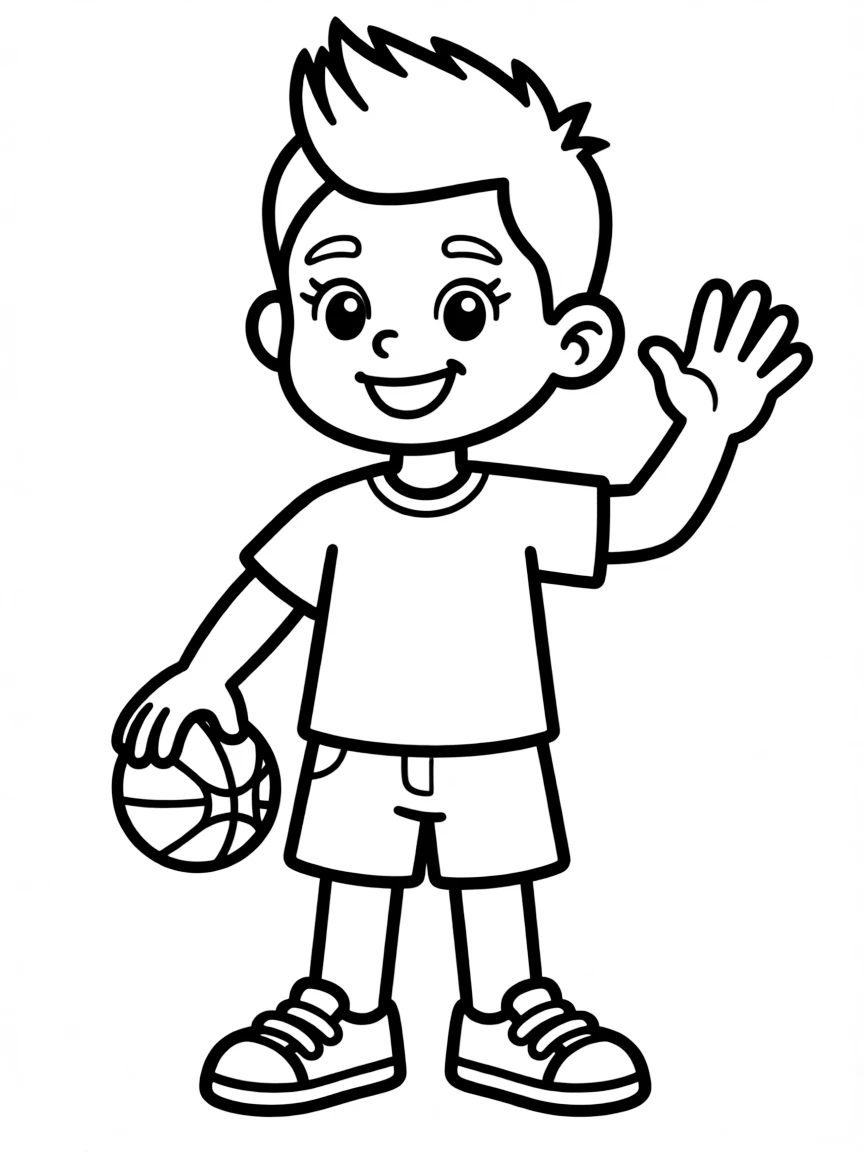 A boy with a simple mohawk, not too tall.