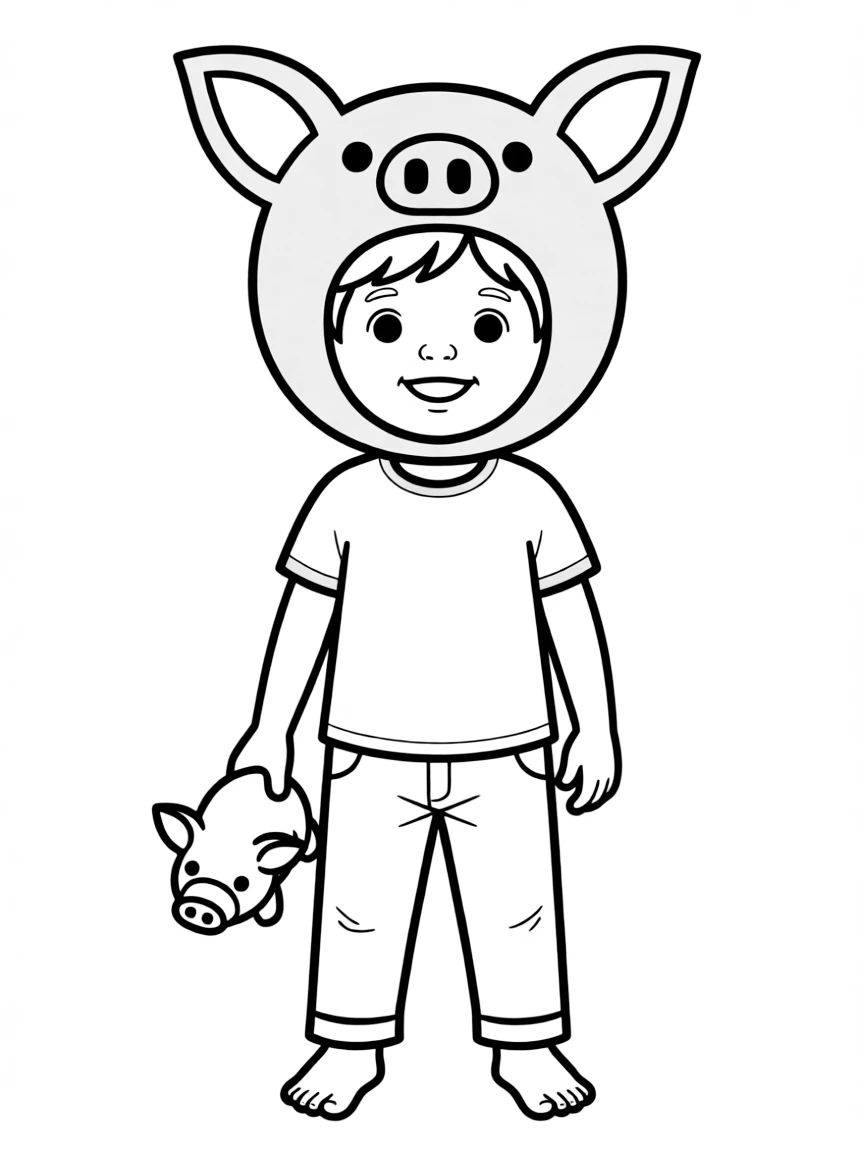 A child with hair in a simple pink pig wig.