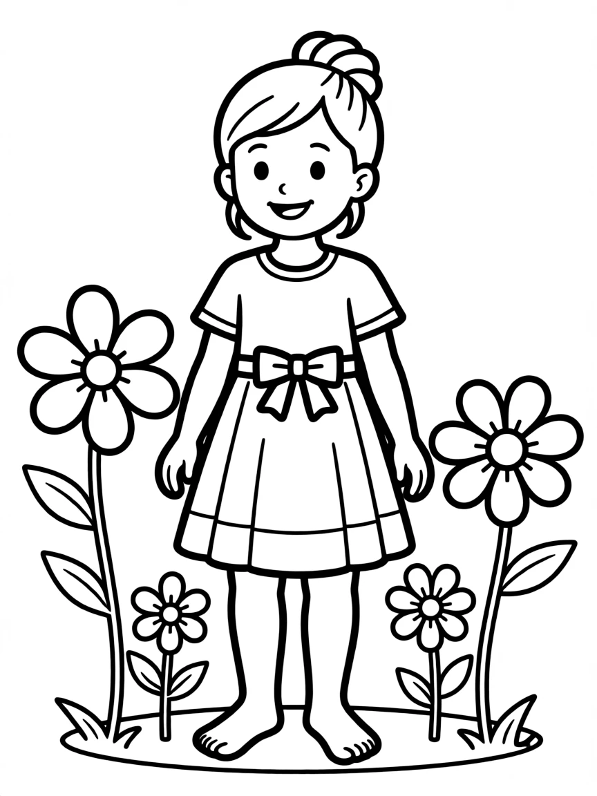A girl with hair in a simple braided high bun.