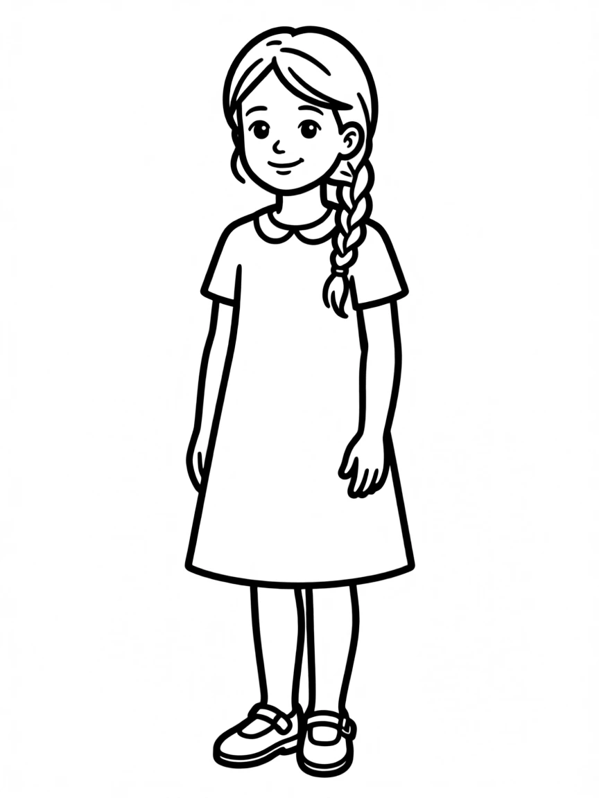 A girl with hair in a simple braided side twist.