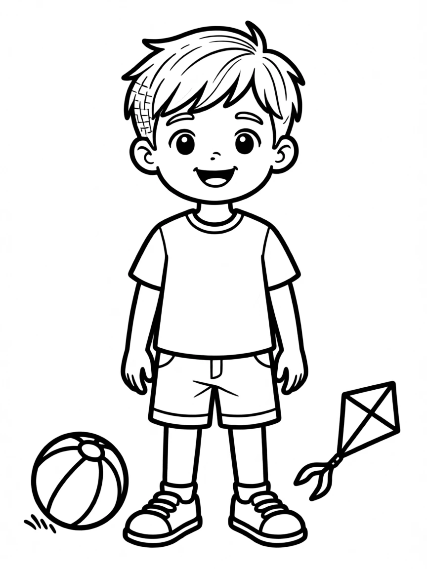 A boy with a simple textured top, short sides.
