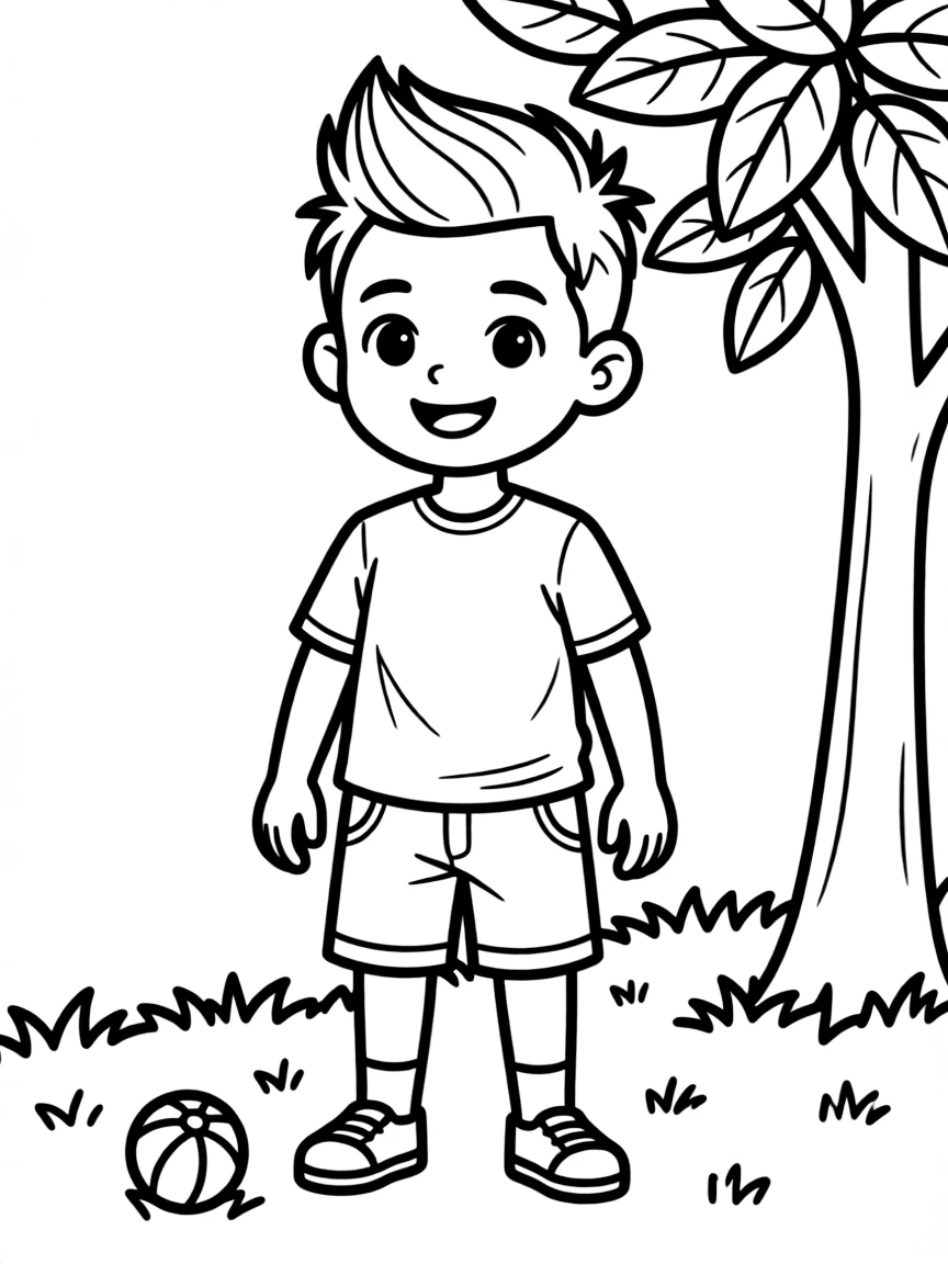 A boy with a simple short mohawk, soft.