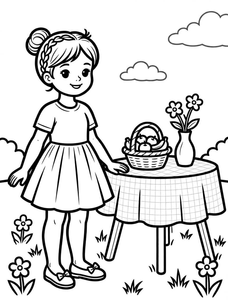 A girl with hair in a simple braided knot bun.