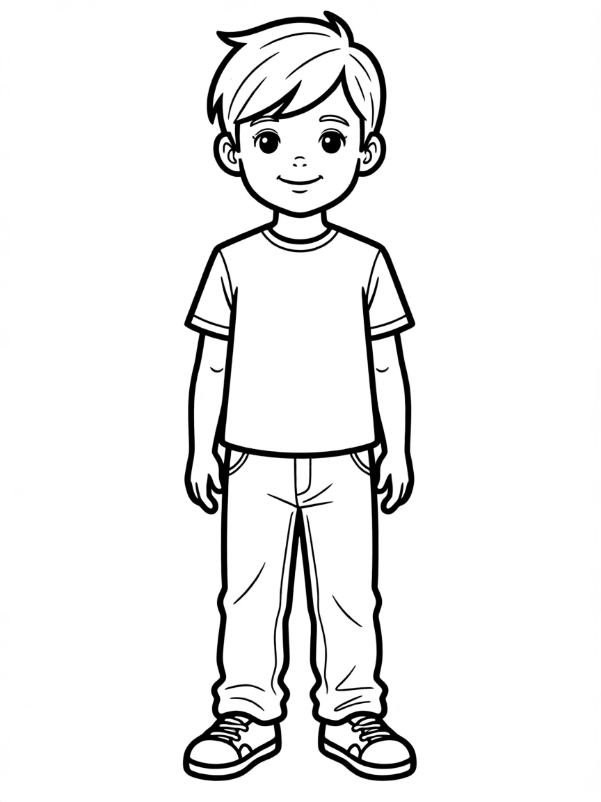 A boy with a simple side swept fringe.
