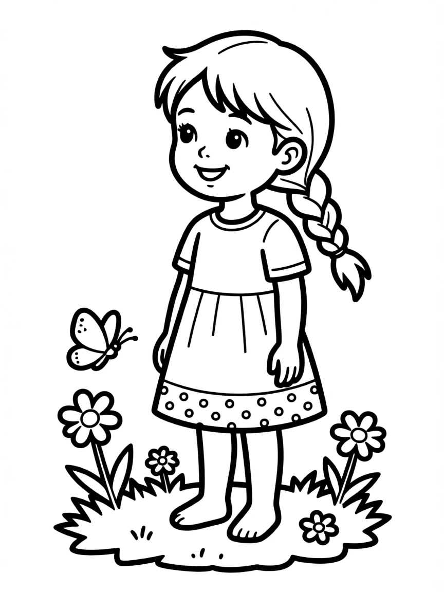 A girl with hair in a simple braided side ponytail.