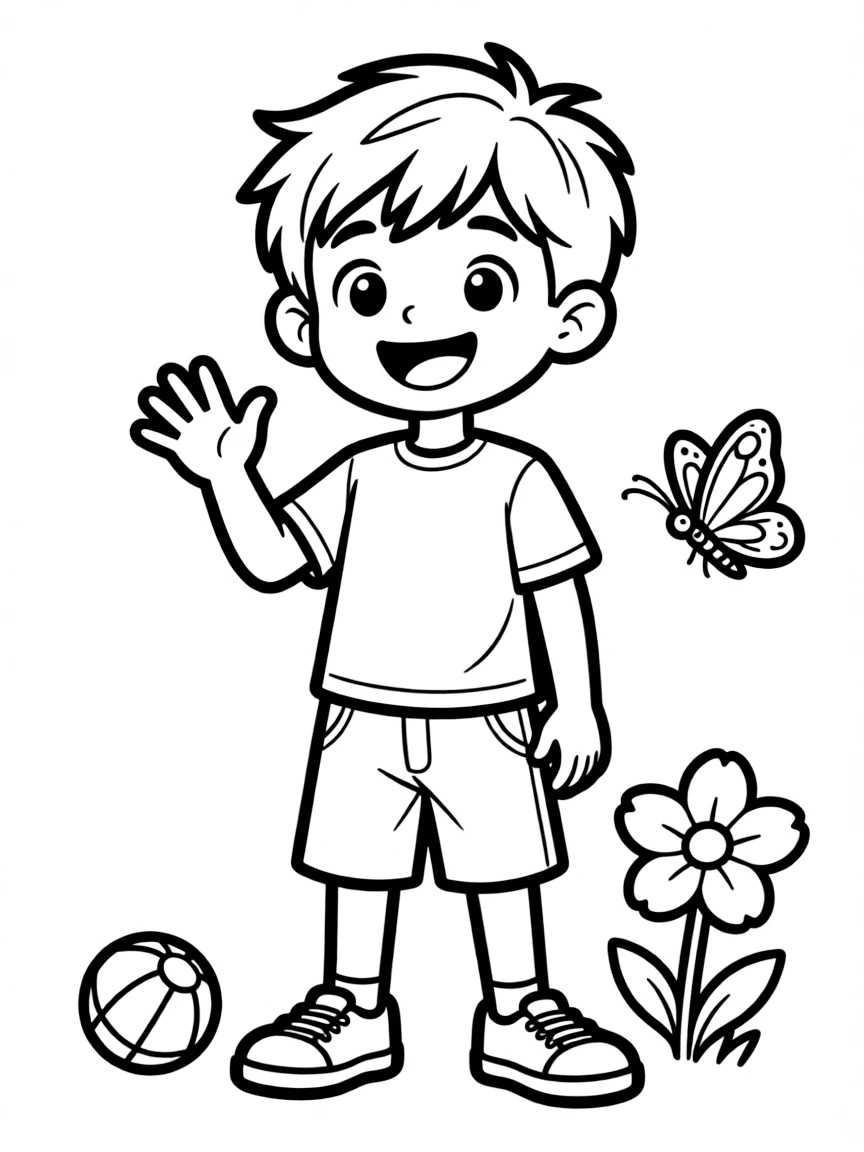 A boy with short hair that is slightly messy.
