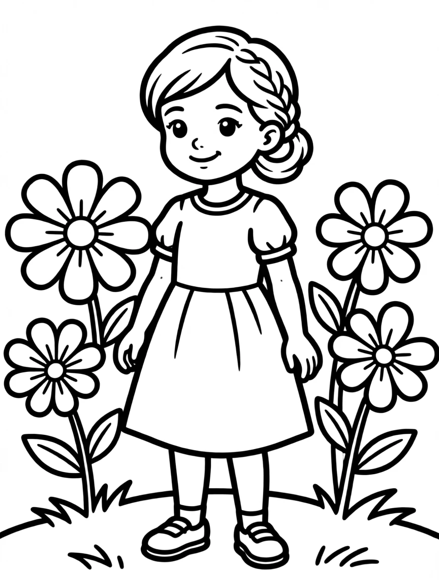 A girl with hair in a simple braided side bun.