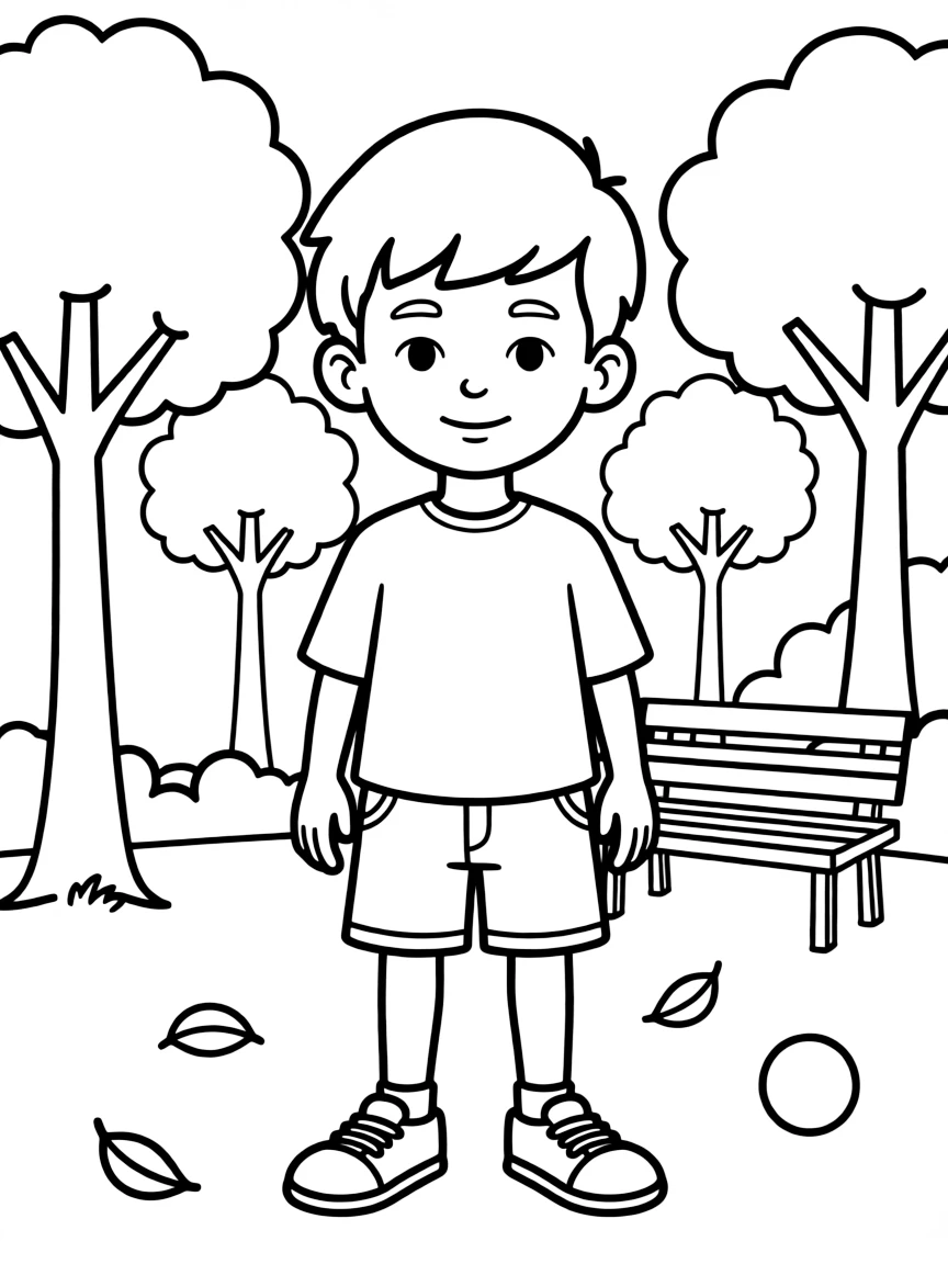 A boy with a short, neat mushroom cut.