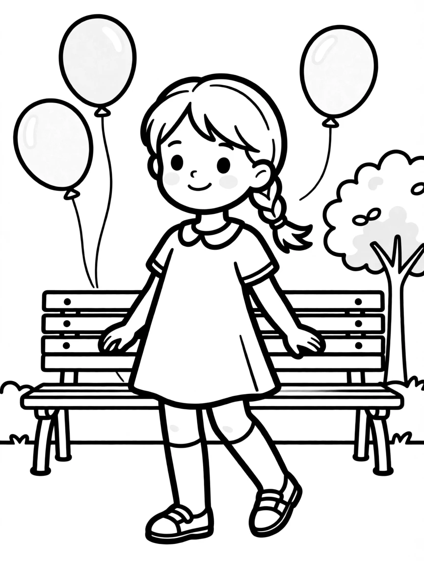 A girl with hair in a simple braided ponytail.