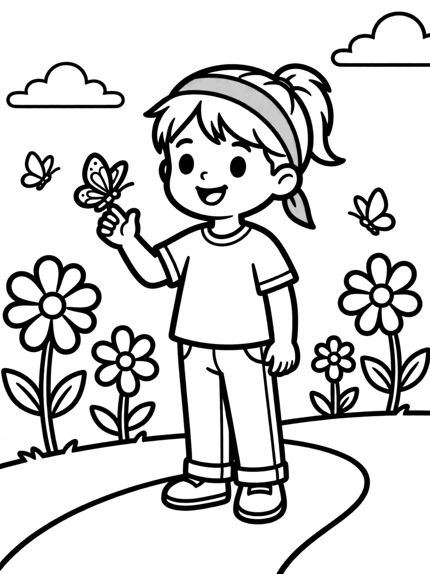 A child with hair in a simple red bandana.