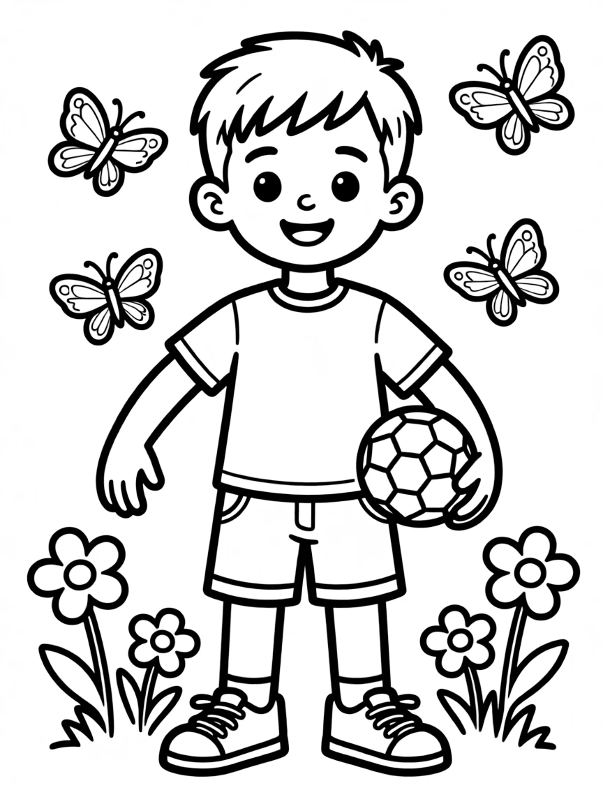 A boy with a simple buzz cut, very short.
