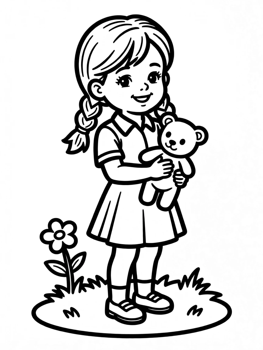 A girl with hair in a simple braided side pigtails.
