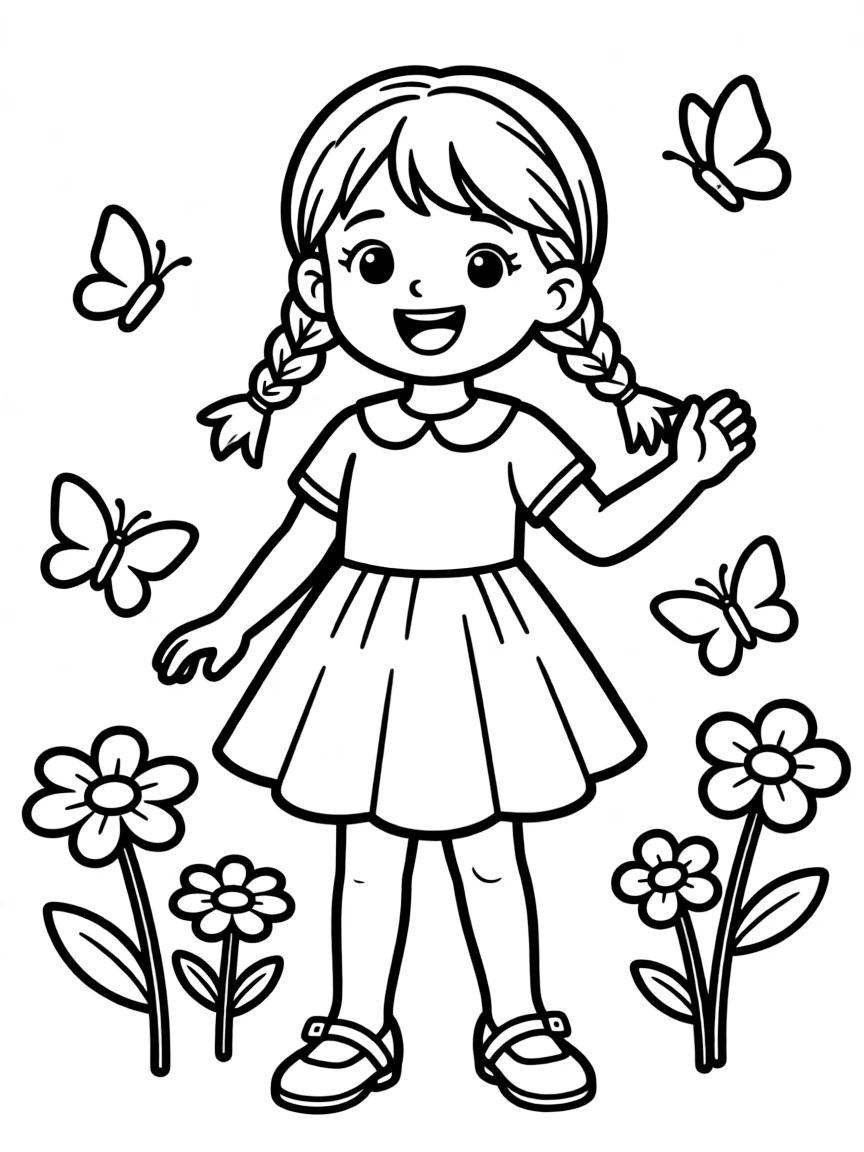 A girl with hair in a simple braided front pigtail.