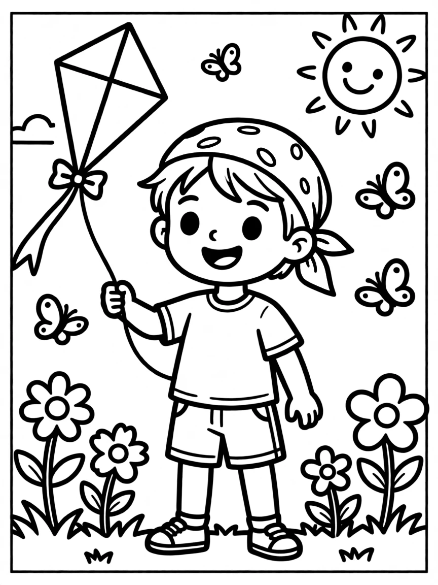 A child with hair in a simple yellow bandana.