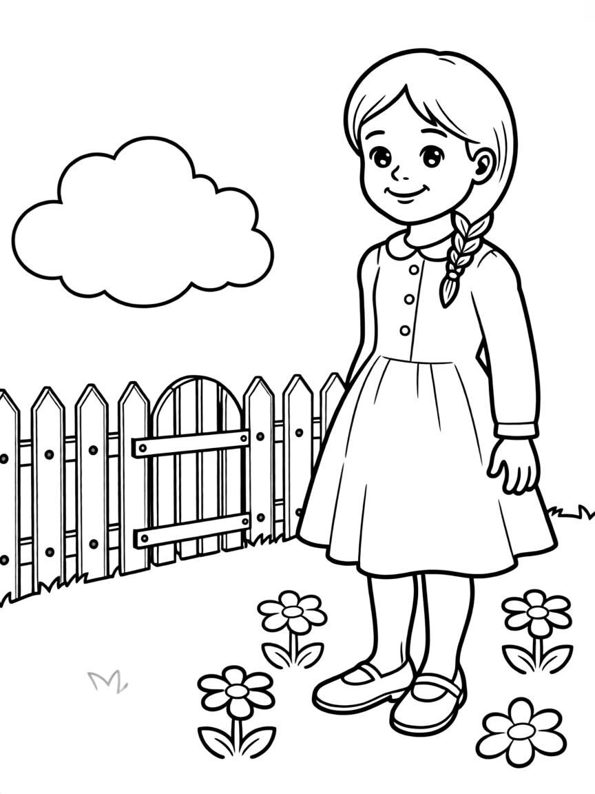 A girl with hair in a simple braided side sweep.