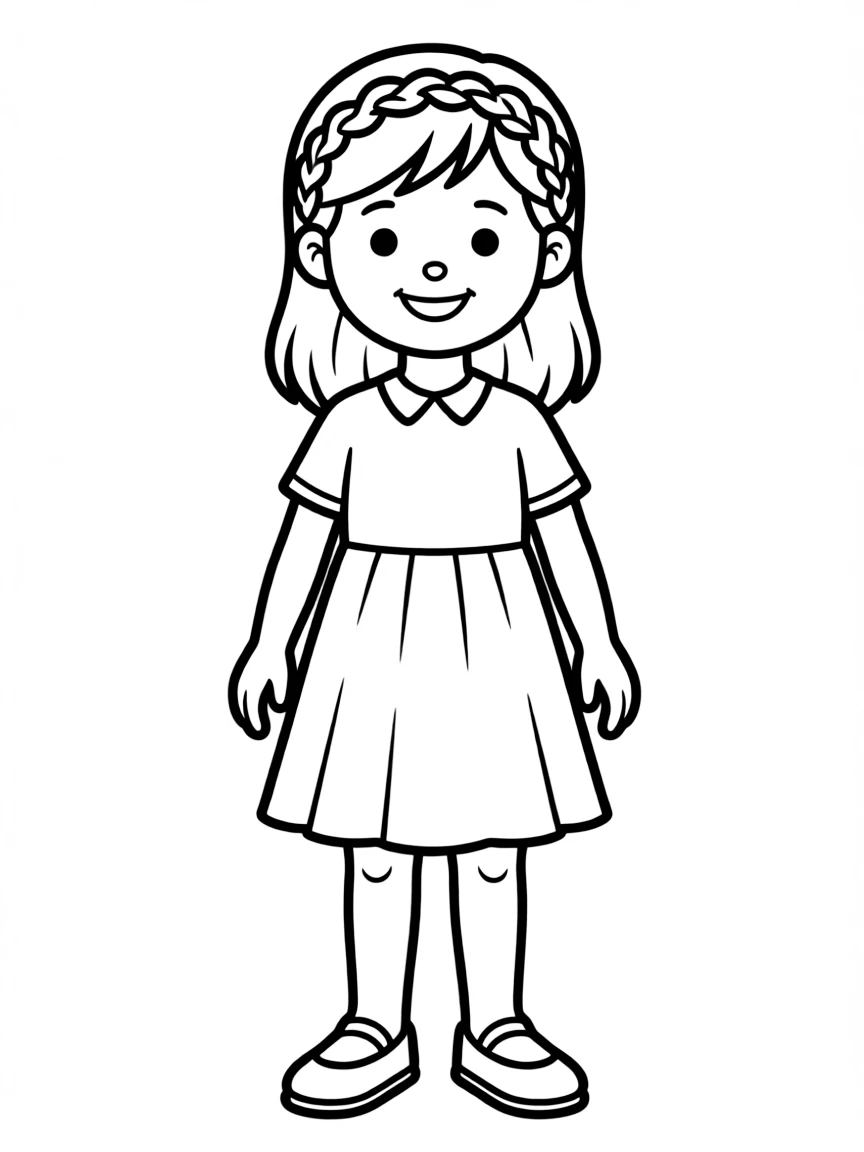 A girl with hair in a simple braided crown.