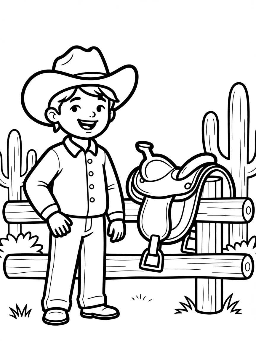 A child with hair in a simple brown cowboy hat.