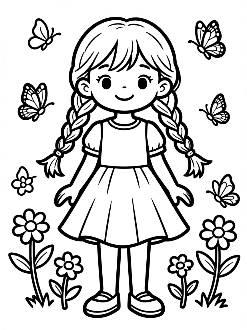 A girl with hair in a simple braided ladder.