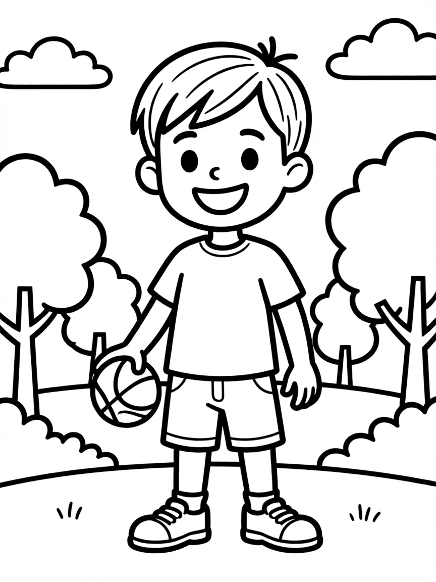 A boy with short, straight hair, styled with gel.