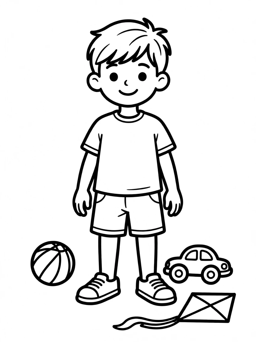 A boy with a simple side swept haircut.
