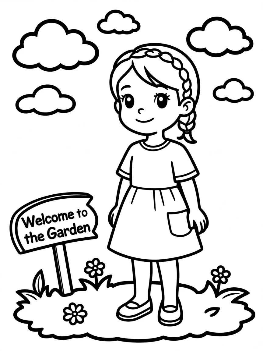 A girl with hair in a simple braided loop.