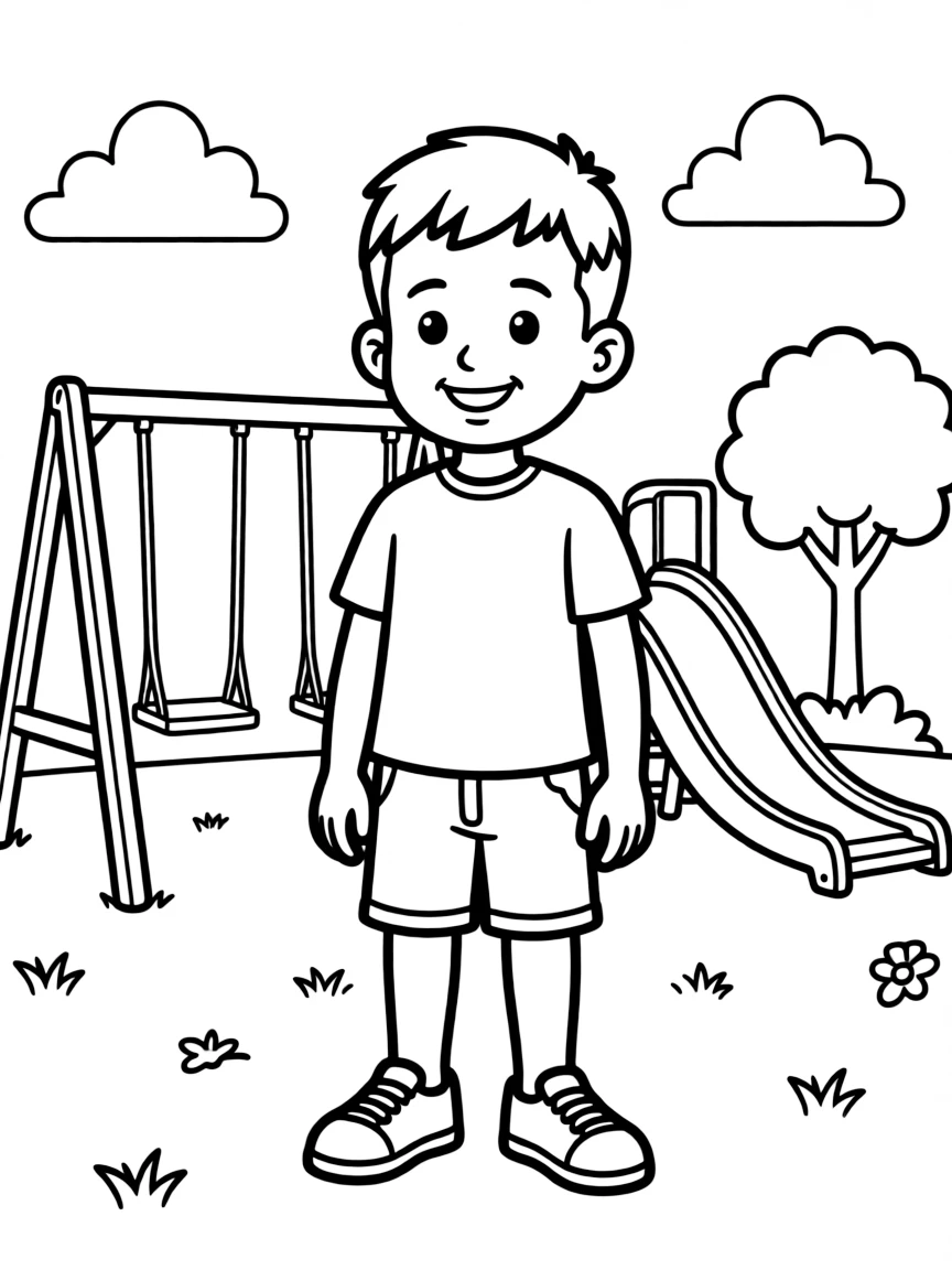 A boy with a short, neat buzz cut.