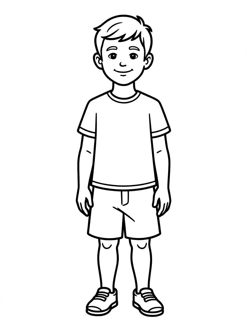 A boy with a simple textured top, short sides.