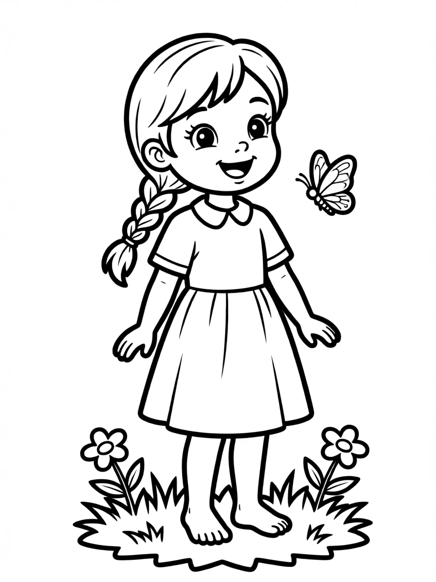 A girl with hair in a simple braided low ponytail.